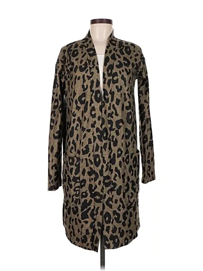 Pre-owned Tickled Teal Cardigan Sweater In Brown