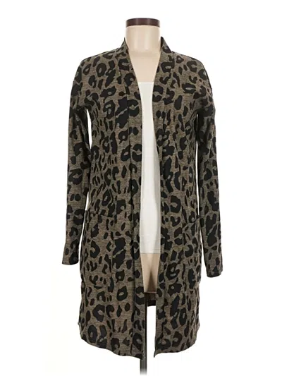 Pre-owned Tickled Teal Cardigan Sweater In Brown