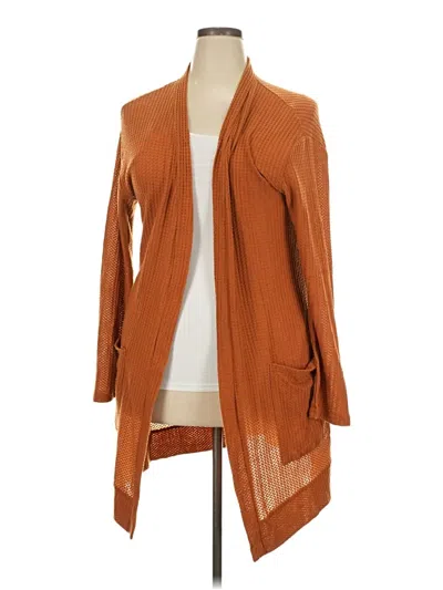 Pre-owned Tickled Teal Cardigan Sweater In Brown