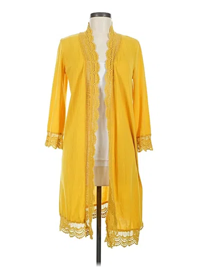 Pre-owned Tickled Teal Cardigan Sweater In Yellow