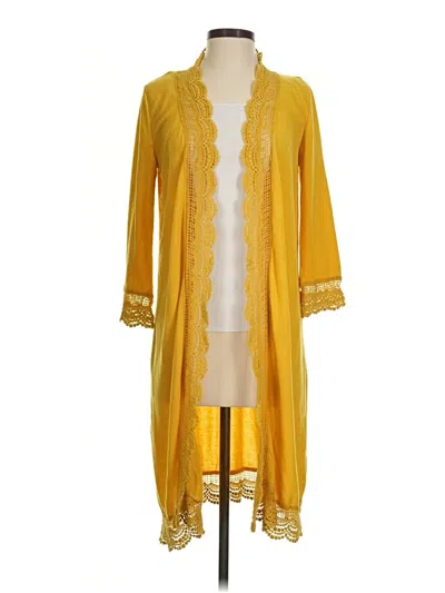 Pre-owned Tickled Teal Kimono In Yellow
