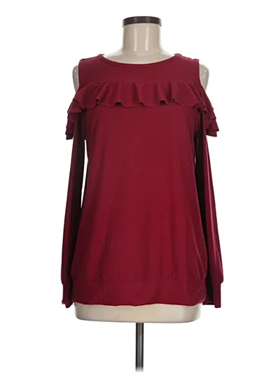 Pre-owned Tickled Teal Long Sleeve Blouse In Burgundy