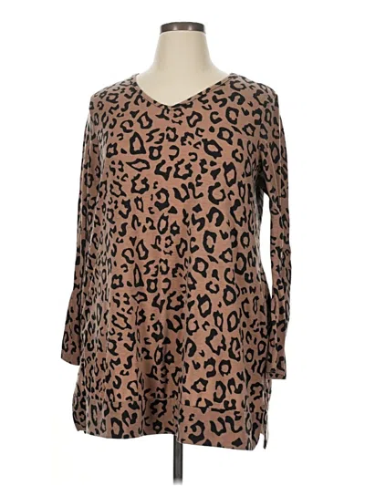 Pre-owned Tickled Teal Long Sleeve Henley Shirt In Brown