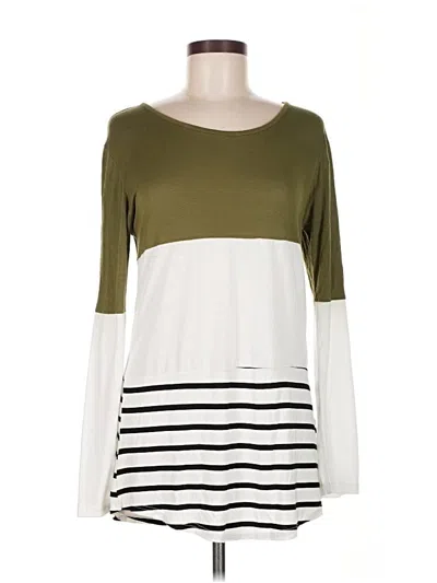 Pre-owned Tickled Teal Long Sleeve Top Green Boatneck Tops