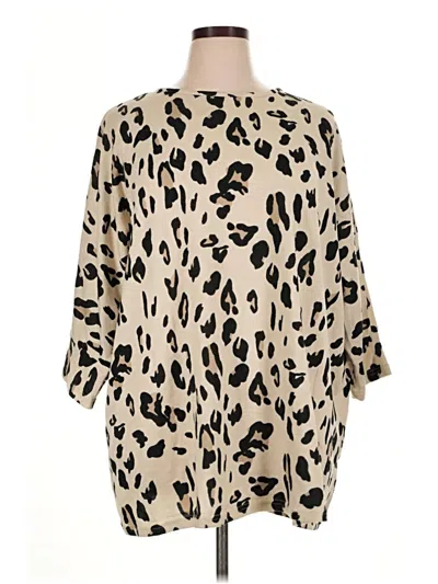 Pre-owned Tickled Teal Poncho In Tan