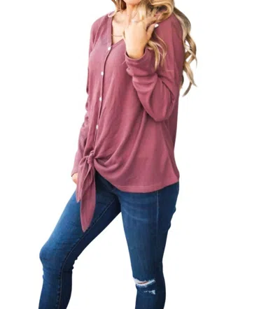 Tickled Teal Riley Button Tie Top In Berry Pink In Multi