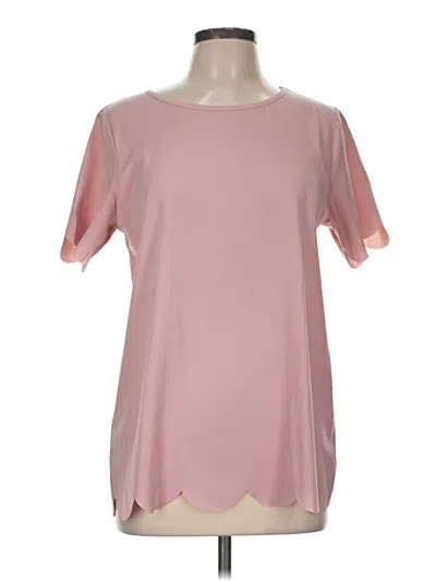 Pre-owned Tickled Teal Short Sleeve Blouse In Pink