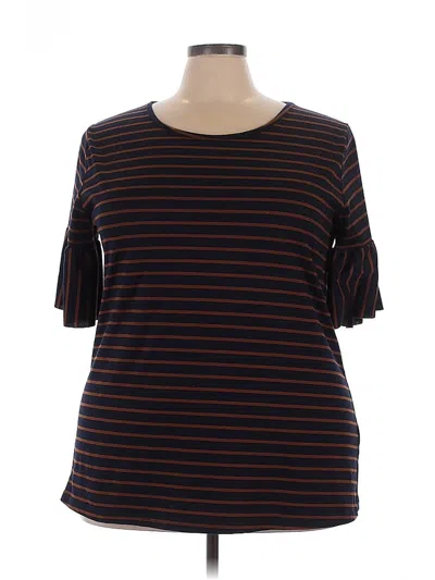 Pre-owned Tickled Teal Short Sleeve Top Black Boatneck Tops