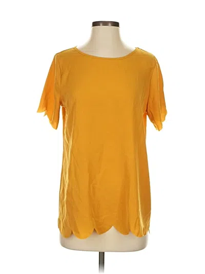Pre-owned Tickled Teal Short Sleeve Top Yellow Scoop Neck Tops
