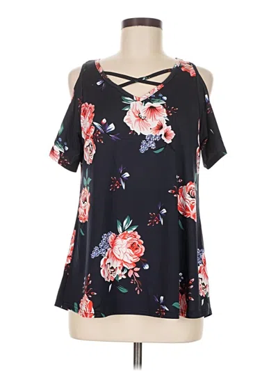 Pre-owned Tickled Teal Sleeveless Blouse In Black