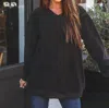Tickled Teal Soft Oversized Megan Pullover In Black In Black