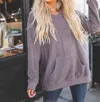 Tickled Teal Soft Oversized Megan Pullover In Taupe In Gray
