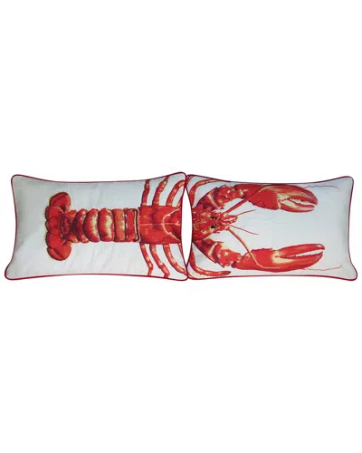 Tide Hill Lobster Embroidered Pillow Cover Set In Gray