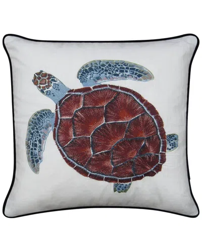 Tide Hill Sea Turtle Embroidered Pillow Cover In Gray