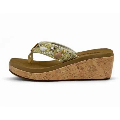 Tidewater Women's Seashell Embellished Comfort Wave Wedge Flip Flops In Beig In Multi