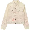 Tier Nyc Tier Newspaper Article Denim Jacket In Cream/red