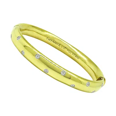 Pre-owned Tiffany & Co 0.50ct Diamond 18k Yellow Gold And Platinum Etoile Bangle