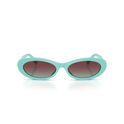 Tiffany & Co 0tf4250 Oval Acetate Sunglasses In Light Turquoise In Blue