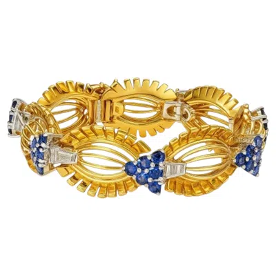 Pre-owned Tiffany & Co 10 Carat . Sapphire And Diamond Bracelet In Blue