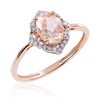 Pre-owned Tiffany & Co 10k Rose Gold 0.76 Tw Natural Morganite And Diamond Ring (g-h, I2-i3) In White