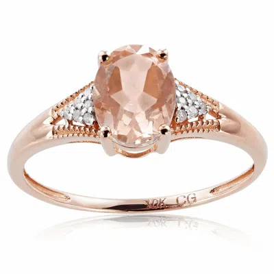 Pre-owned Tiffany & Co 10k Rose Gold 1.16 Tcw Natural Morganite And Diamond Ring (g-h, I2-i3) - Pink