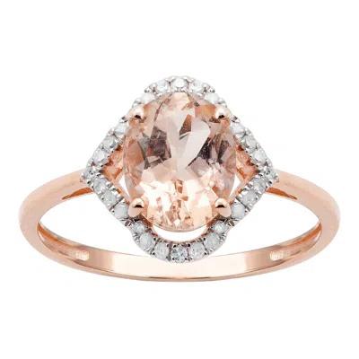 Pre-owned Tiffany & Co 10k Rose Gold 1.20ct Tw Morganite And Diamond Ring - Pink
