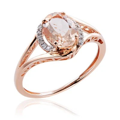 Pre-owned Tiffany & Co 10k Rose Gold Morganite And Diamond Ring In White
