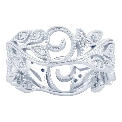 Pre-owned Tiffany & Co 10kt White Gold And Diamond Vintage Antique Style Ring