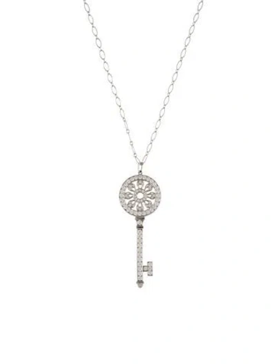 Pre-owned Tiffany & Co 1.18ctw Diamond Petals Key Pendant Necklace, 24" In Multi