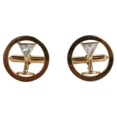 Pre-owned Tiffany & Co 14k Gold Aquamarine Martini Glass Cufflinks Rockefeller Style Mid-century 1950s In Brown