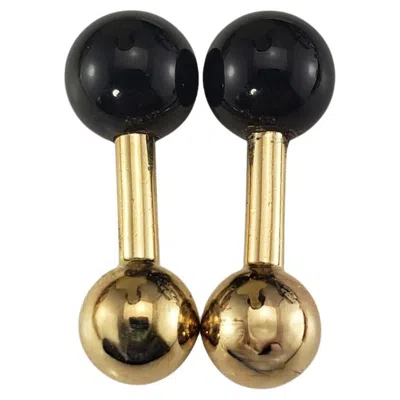 Pre-owned Tiffany & Co . 14k Yellow Gold And Onyx Geometric Cufflinks #19884