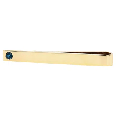 Pre-owned Tiffany & Co . 14k Yellow Gold & Sapphire Tie Bar Or Tie Clip