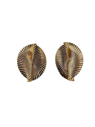 Pre-owned Tiffany & Co . 14k Yellow Gold Fluted Clip-on Earrings W/pouch #23712
