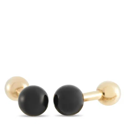 Tiffany & Co 14k Yellow Gold Onyx Cufflinks Ti34-052026 In Black