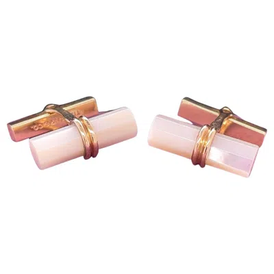 Pre-owned Tiffany & Co 14k Yellow Gold  Mother Of Pearl Cufflinks