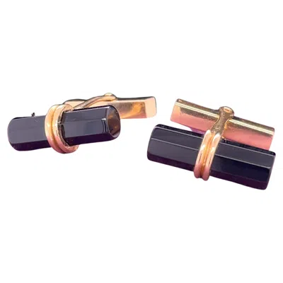 Pre-owned Tiffany & Co 14k Yellow Gold  Onyx Cufflinks