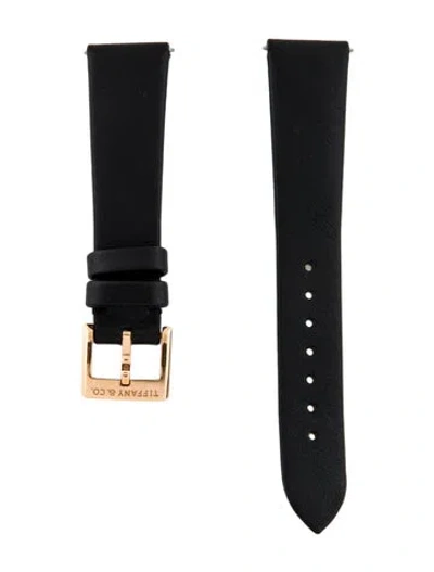 Pre-owned Tiffany & Co 17mm Leather Watch Strap In Black