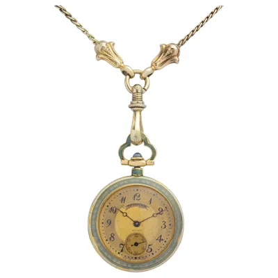 Pre-owned Tiffany & Co 18 Karat Gold,  Enamelled Pendant Watch On Chain In Multi