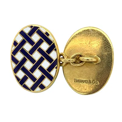 Pre-owned Tiffany & Co 18 Karat Yellow Gold Enamel Cufflinks