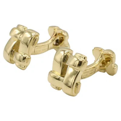 Pre-owned Tiffany & Co . 18 Karat Yellow Gold Vintage Biscayne Square Cufflinks 2002