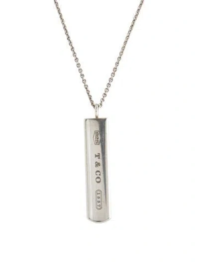 Pre-owned Tiffany & Co 1837 Bar Pendant Necklace, 18" In Multi