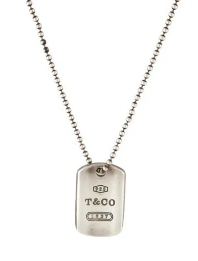 Pre-owned Tiffany & Co 1837 Dog Tag Pendant Necklace, 24" In Multi
