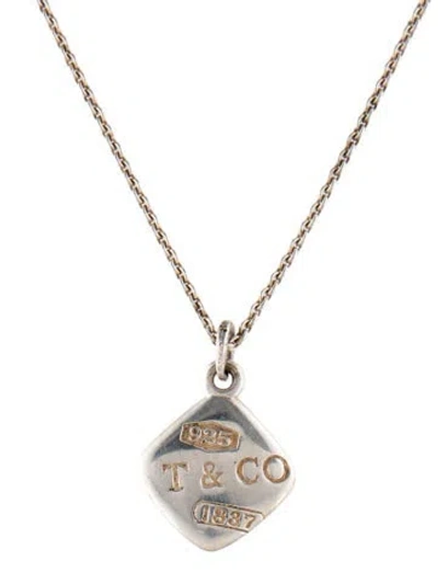 Pre-owned Tiffany & Co 1837 Square Pendant Necklace, 16.25" In Multi