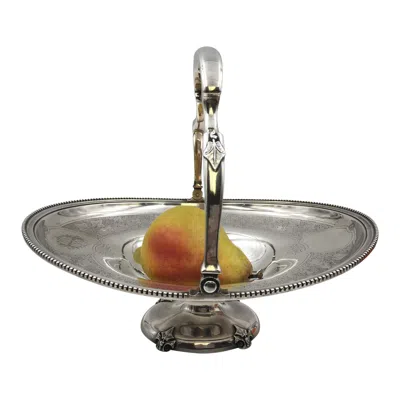 Pre-owned Tiffany & Co . 1860s Sterling Silver Basket Centerpiece Bowl In Brown