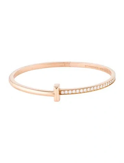 Pre-owned Tiffany & Co 18k 1.00ctw Diamond T1 Narrow Hinged Bangle, 6.25" In Multi