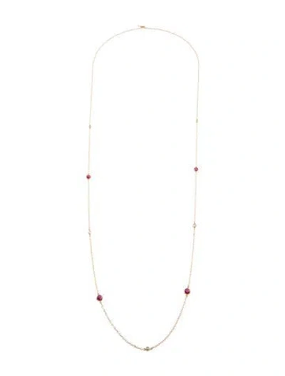 Pre-owned Tiffany & Co 18k 1.47ctw Ruby & Diamond Sprinkle Station Necklace, 36" In Multi