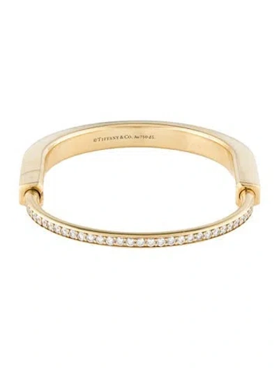 Pre-owned Tiffany & Co 18k 5.26ctw Diamond Lock Bangle, 7" In Multi
