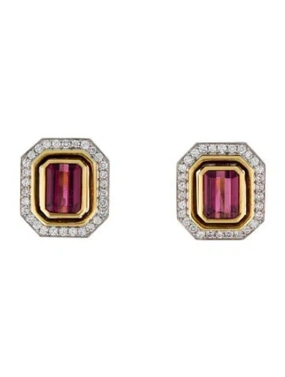 Pre-owned Tiffany & Co 18k 7.05ctw Tourmaline & Diamond Clip-on Earrings In Multi