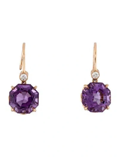 Pre-owned Tiffany & Co 18k Amethyst & Diamond Sparklers Drop Earrings In Multi