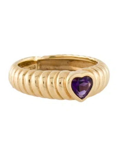 Pre-owned Tiffany & Co 18k Amethyst Heart Cocktail Ring In Multi